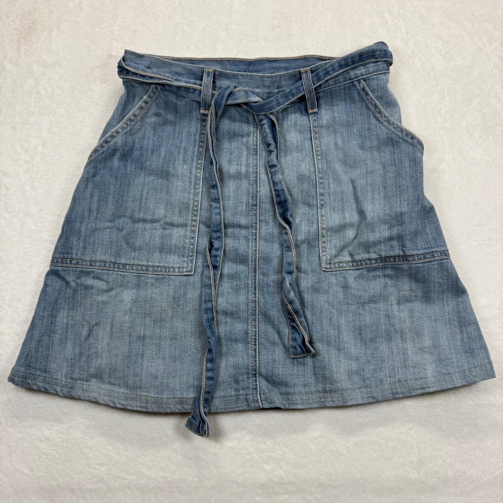 Current/Elliott Denim Skirt Wrap Tie‎ Waist Blue Ocean Wash Women's Size 2
